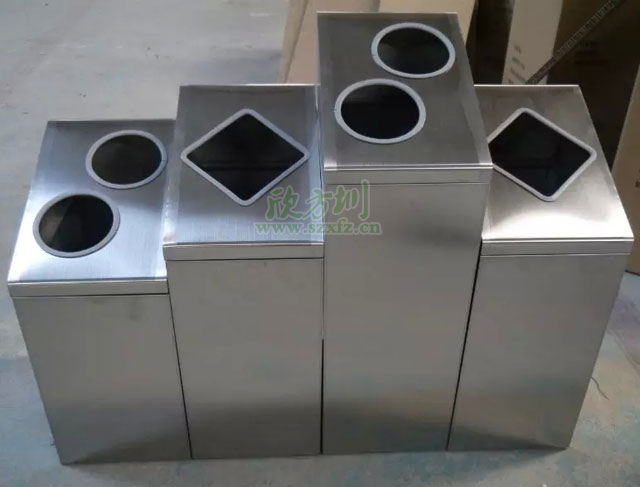 多分类垃圾形状投口不锈钢垃圾桶厂家生产图