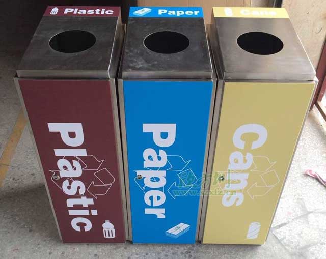 商场酒店室内4分类不锈钢垃圾桶厂家生产图