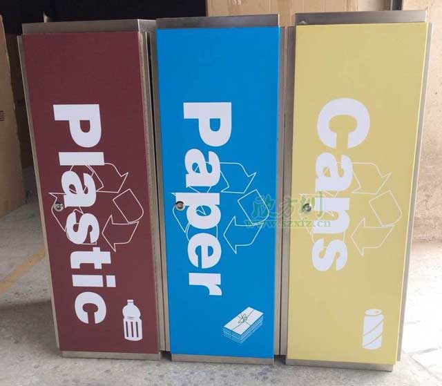 商场酒店室内4分类不锈钢垃圾桶厂家生产图