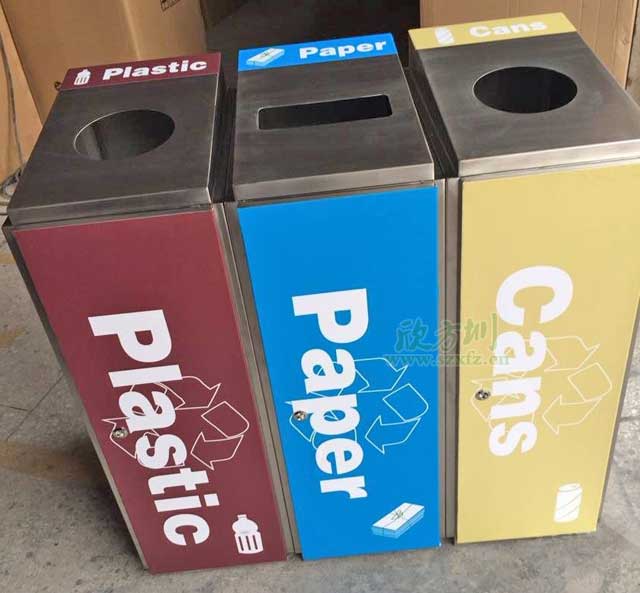 商场酒店室内4分类不锈钢垃圾桶厂家生产图