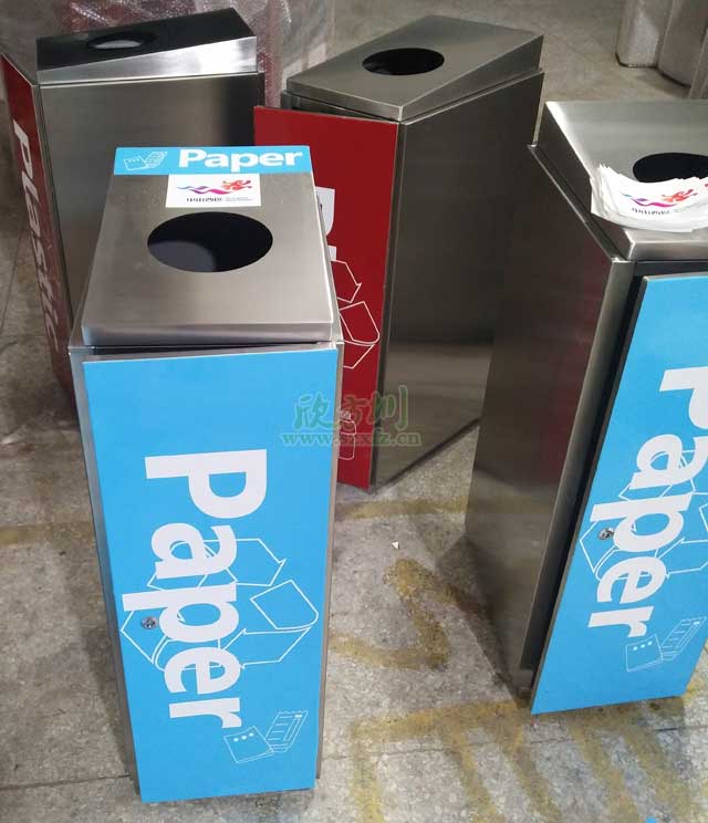 商场酒店室内4分类不锈钢垃圾桶厂家生产图