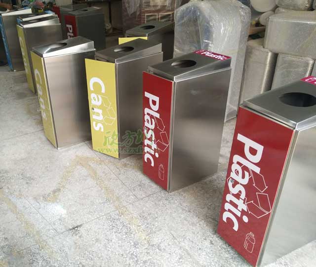 商场酒店室内4分类不锈钢垃圾桶厂家生产图