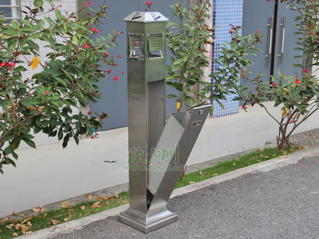 深圳公共场所不锈钢方形灭烟柱户外摆放应用