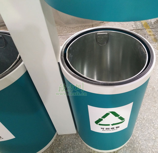 海南景区钢制烤漆户外垃圾桶厂家生产图