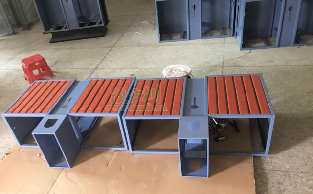 惠州植物园钢木垃圾桶厂家生产制作图