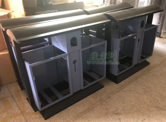 惠州植物园钢木垃圾桶厂家生产制作图