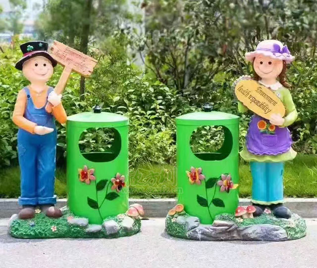 人物造型分类卡通垃圾桶图片