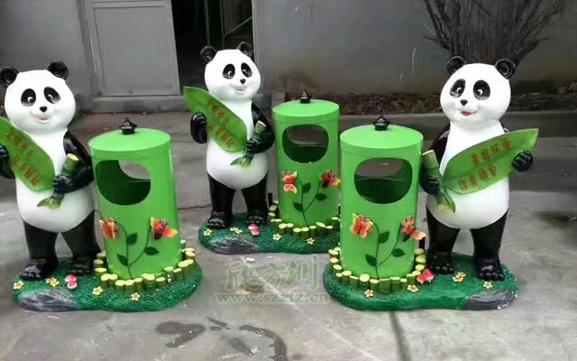熊猫造型卡通垃圾桶图片